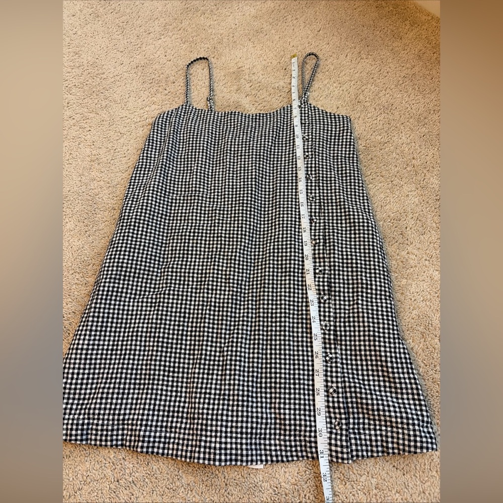 Abercrombie Black White Gingham Plaid Mini Dress Size Small Tall With Shorts - Picture 2 of 8